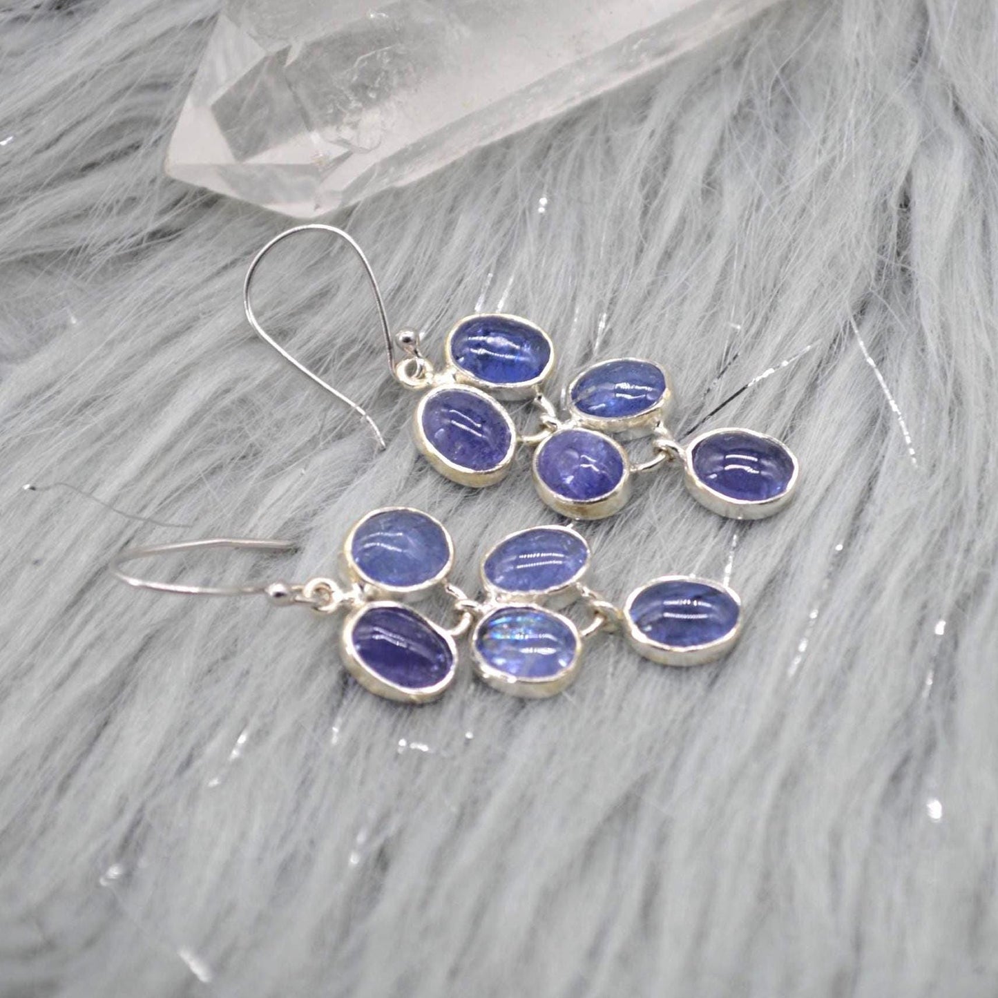 Tanzanite Sterling Silver Drop Earrings: December Birthstone, Blue Gemstone Drop Jewelry
