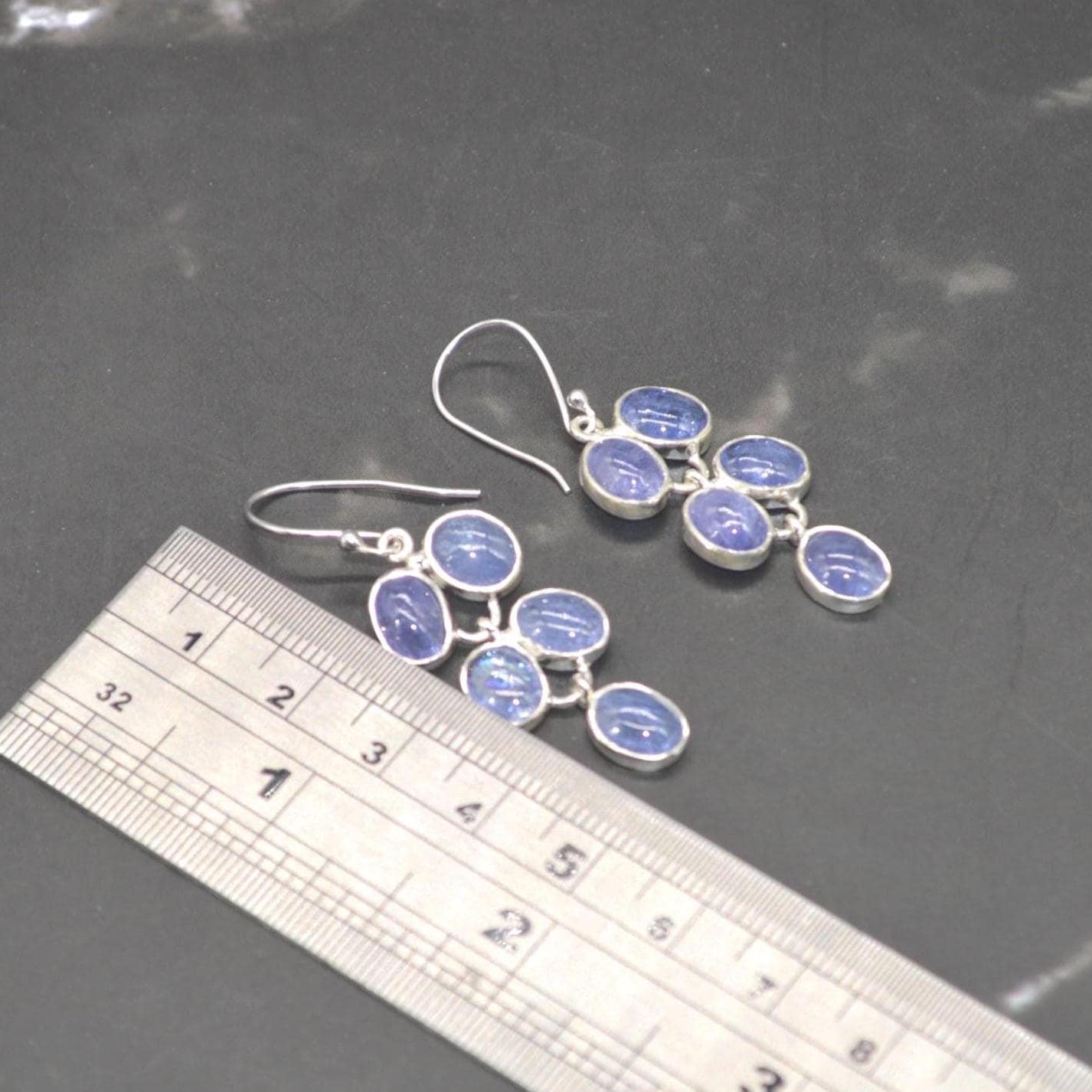Tanzanite Sterling Silver Drop Earrings: December Birthstone, Blue Gemstone Drop Jewelry