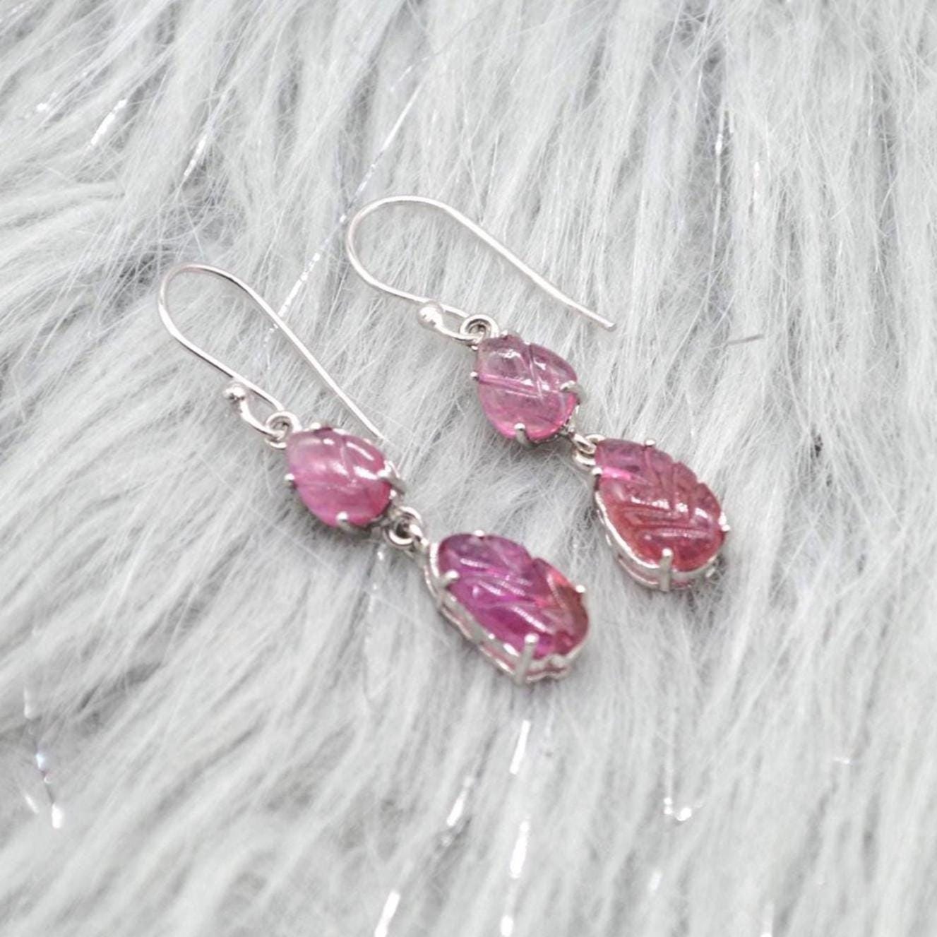 Red Ruby Silver Earrings: Sterling Silver Teardrop Dangle, Gemstone Jewelry, July Birthstone