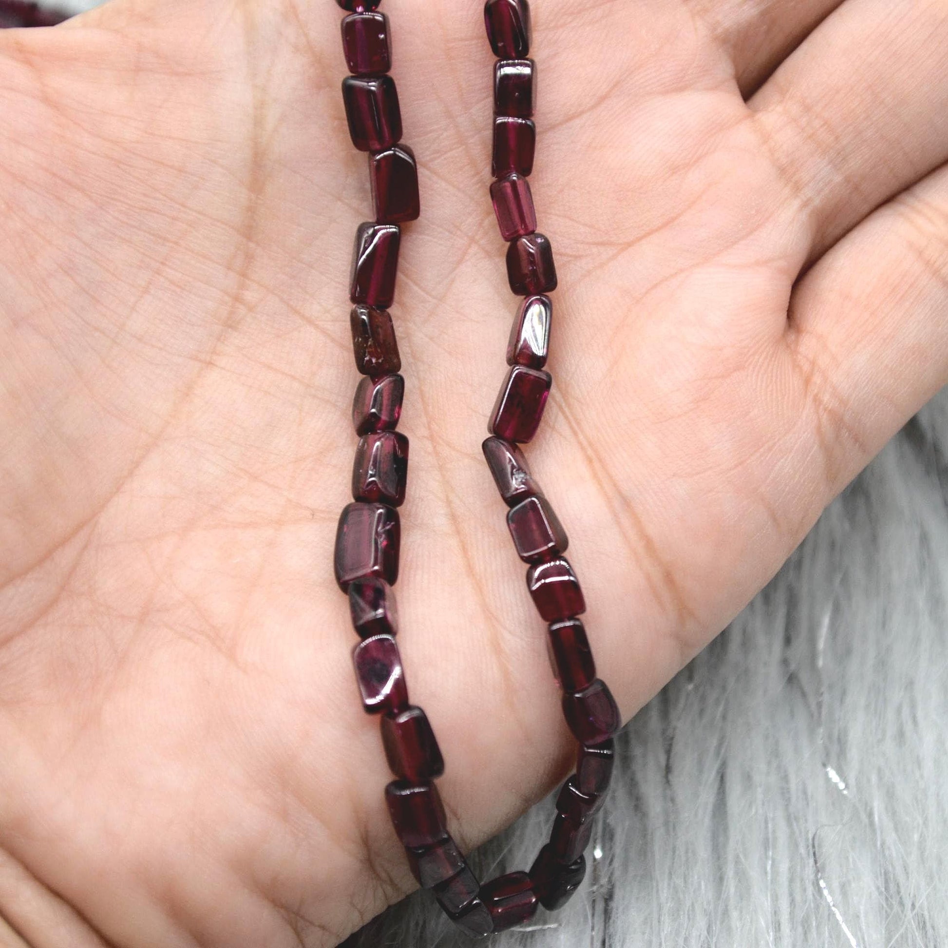 Red Garnet Beaded Necklace: Sterling Silver, January Birthstone, Gemstone Jewelry