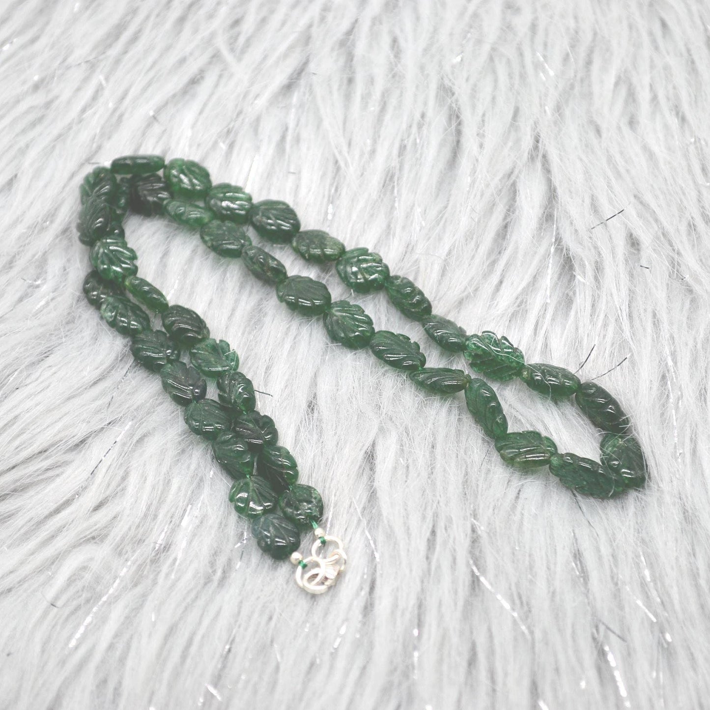 Green Aventurine Beaded Necklace: Sterling Silver, Green Gemstone Jewelry