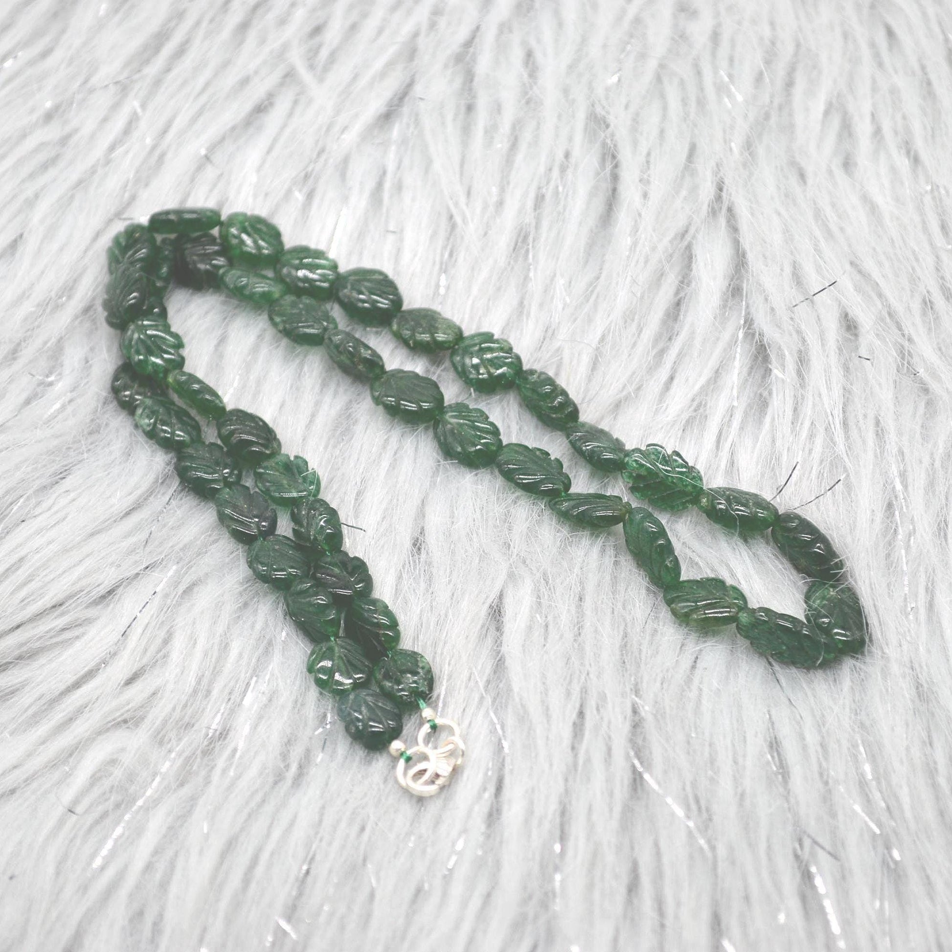 Green Aventurine Beaded Necklace: Sterling Silver, Green Gemstone Jewelry
