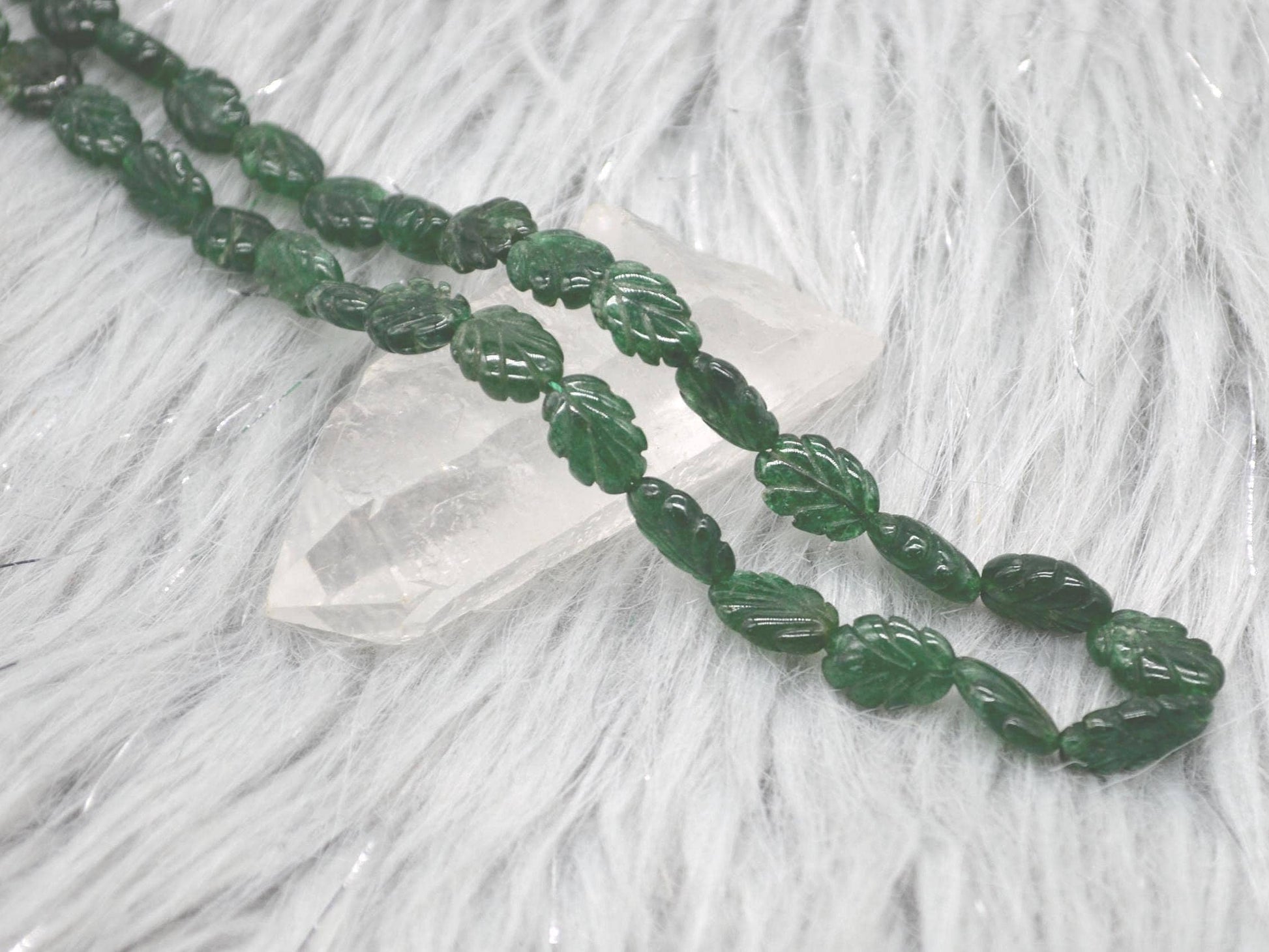 Green Aventurine Beaded Necklace: Sterling Silver, Green Gemstone Jewelry