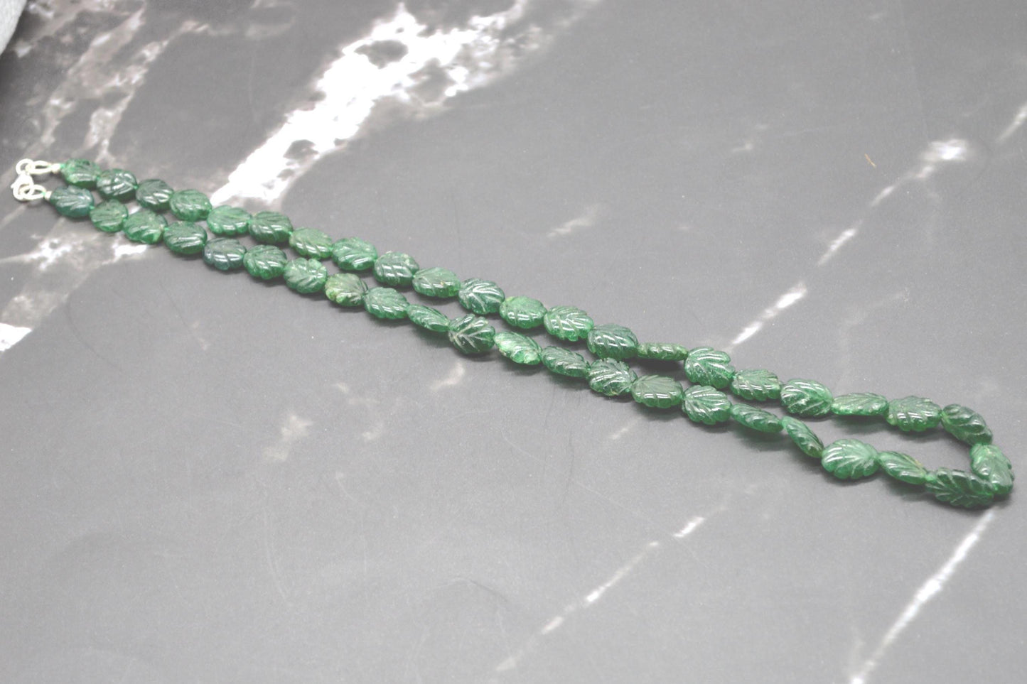 Green Aventurine Beaded Necklace: Sterling Silver, Green Gemstone Jewelry