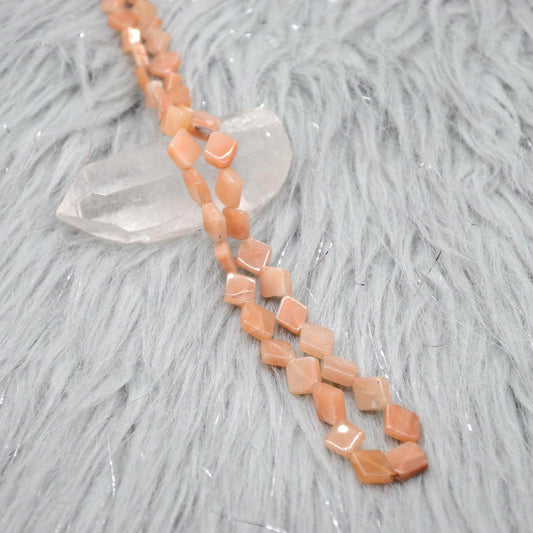 Peach Moonstone Beaded Necklace: Sterling Silver, Pink Gemstone Jewelry