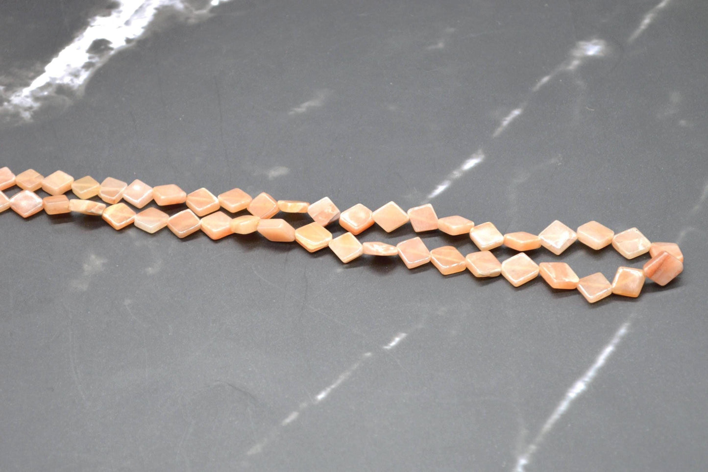 Peach Moonstone Beaded Necklace: Sterling Silver, Pink Gemstone Jewelry