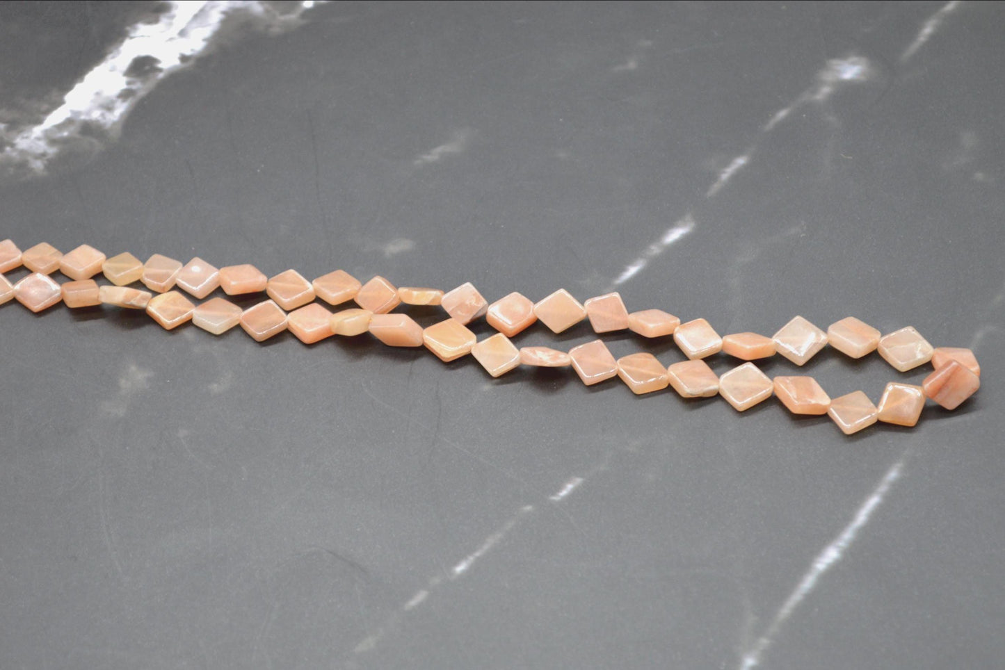 Peach Moonstone Beaded Necklace: Sterling Silver, Pink Gemstone Jewelry