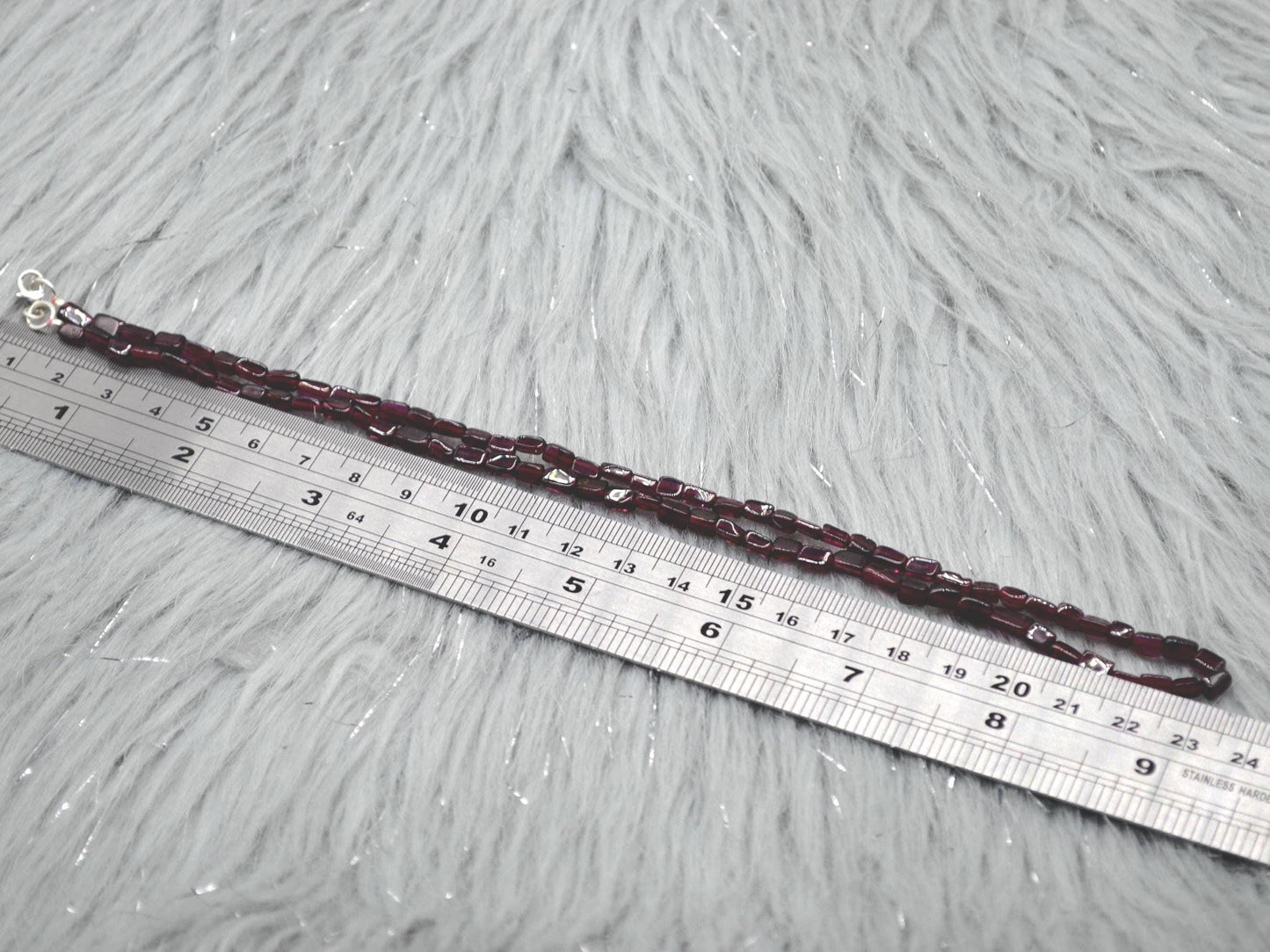 Red Garnet Beaded Necklace: Sterling Silver, January Birthstone, Gemstone Jewelry