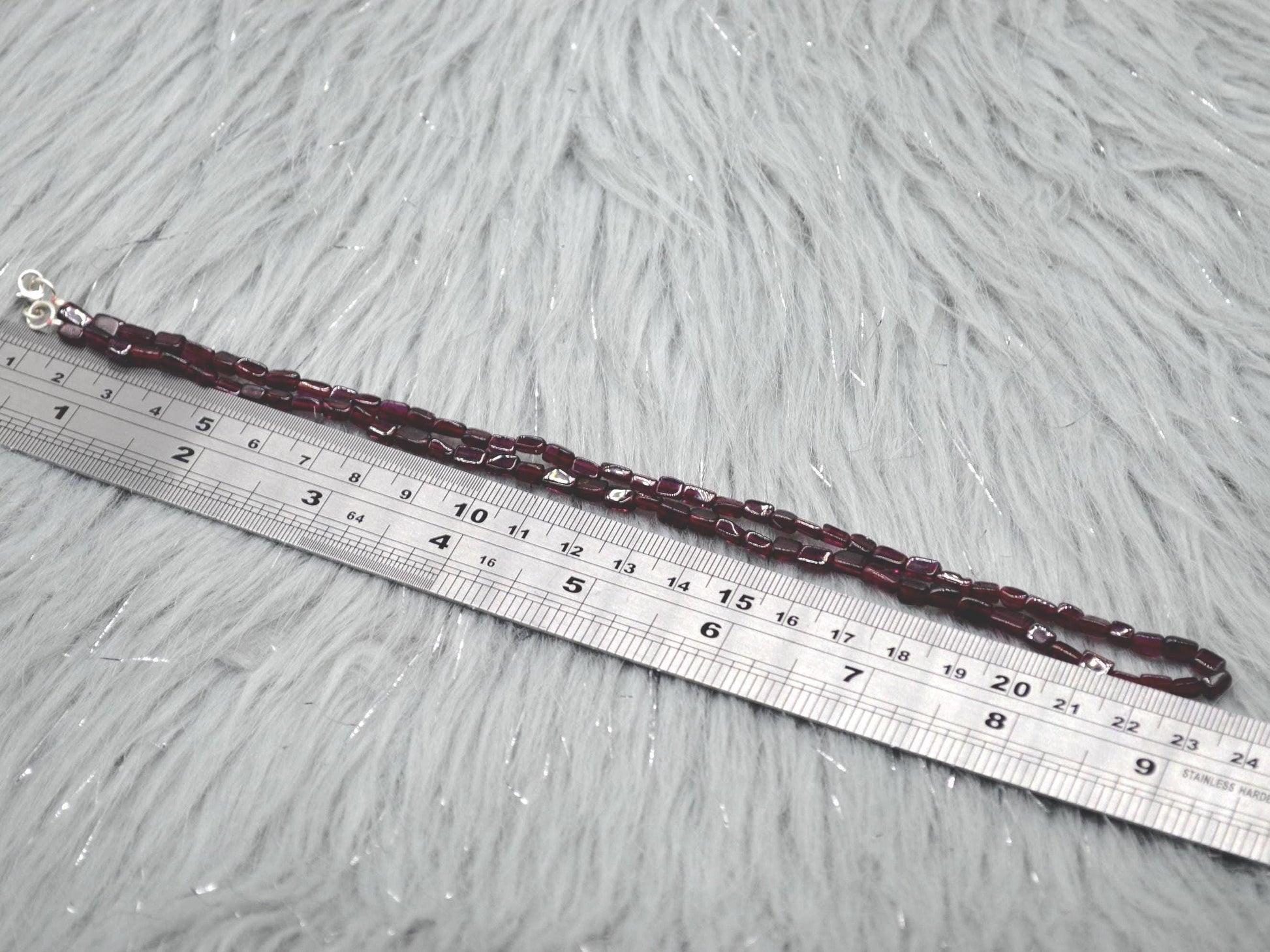 Red Garnet Beaded Necklace: Sterling Silver, January Birthstone, Gemstone Jewelry