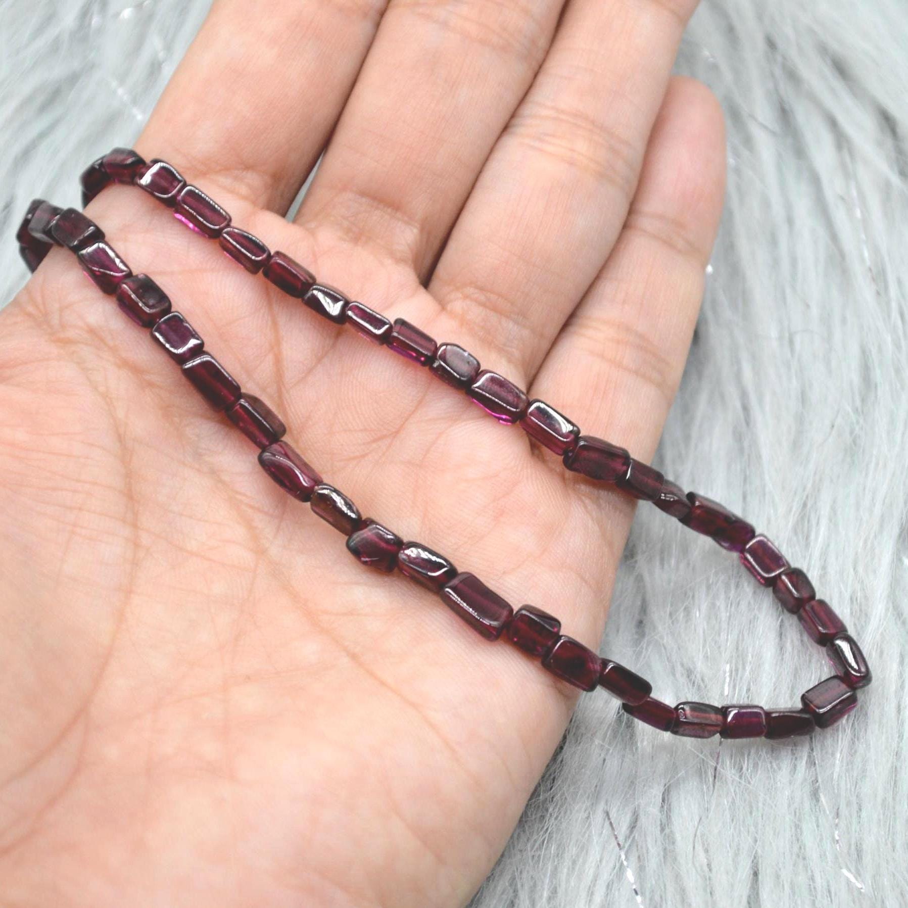 Red Garnet Beaded Necklace: Sterling Silver, January Birthstone, Gemstone Jewelry