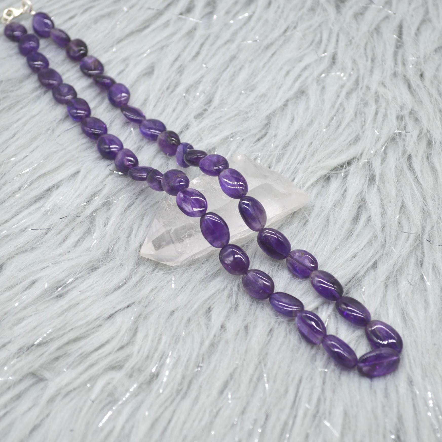 Amethyst Beaded Necklace: Sterling Silver, February Birthstone, Purple Gemstone Jewelry