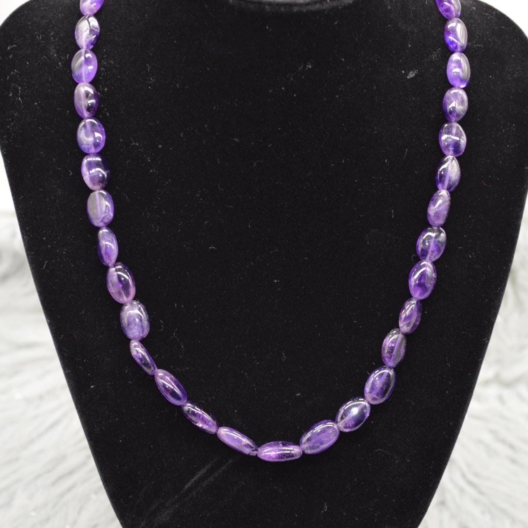 Amethyst Beaded Necklace: Sterling Silver, February Birthstone, Purple Gemstone Jewelry