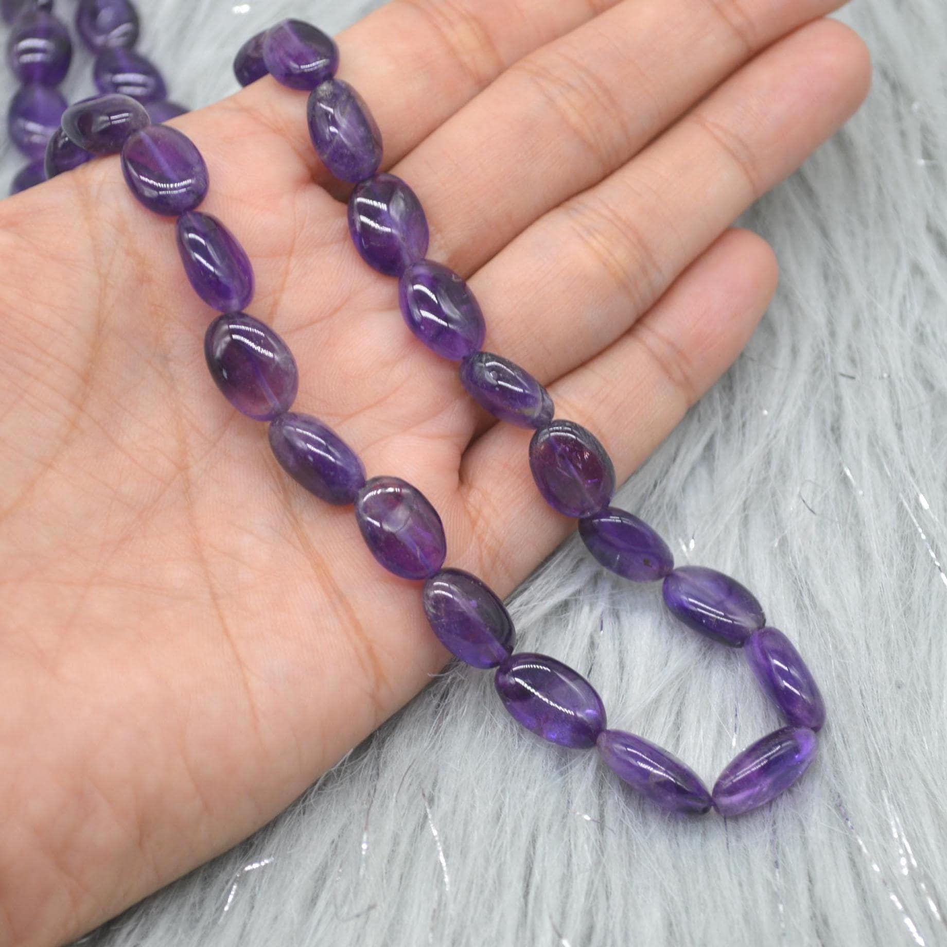 Amethyst Beaded Necklace: Sterling Silver, February Birthstone, Purple Gemstone Jewelry