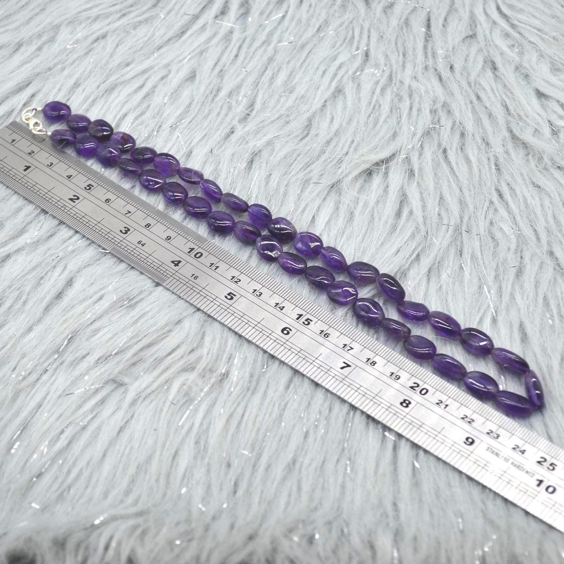 Amethyst Beaded Necklace: Sterling Silver, February Birthstone, Purple Gemstone Jewelry