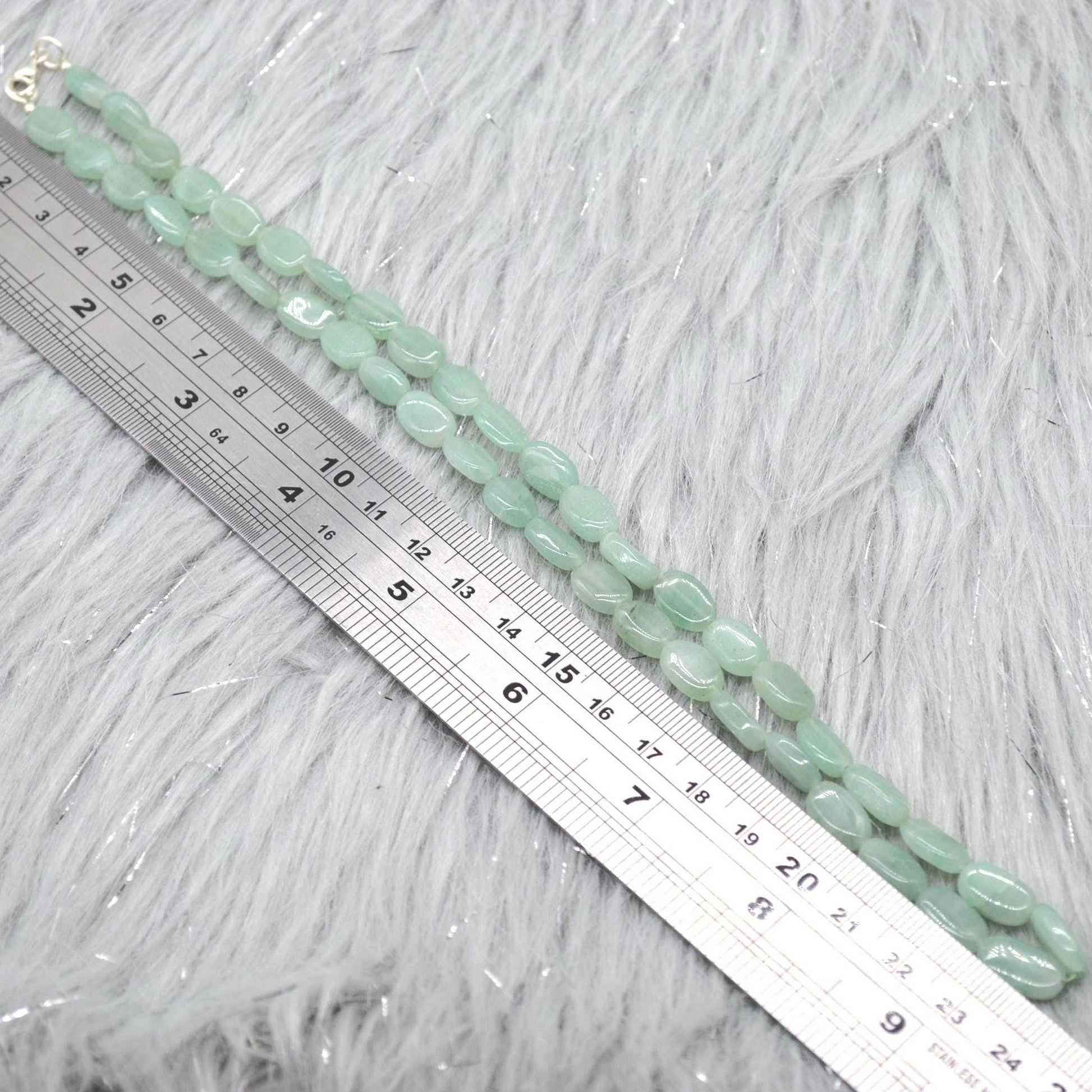 Light Green Aventurine Beaded Necklace: Sterling Silver, Green Gemstone Jewelry, 18 Inches