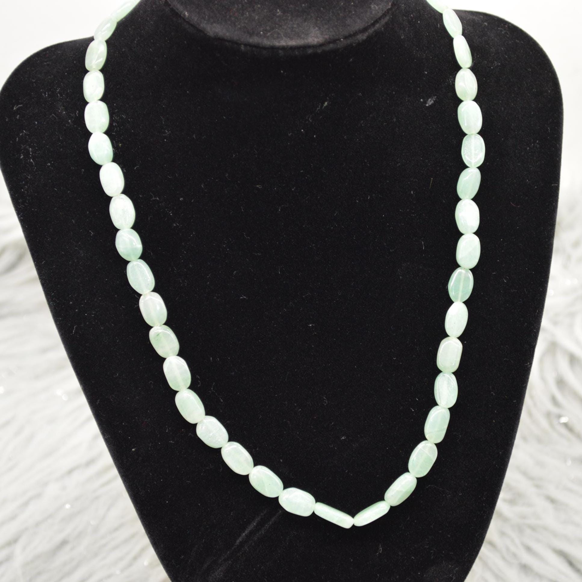 Light Green Aventurine Beaded Necklace: Sterling Silver, Green Gemstone Jewelry, 18 Inches