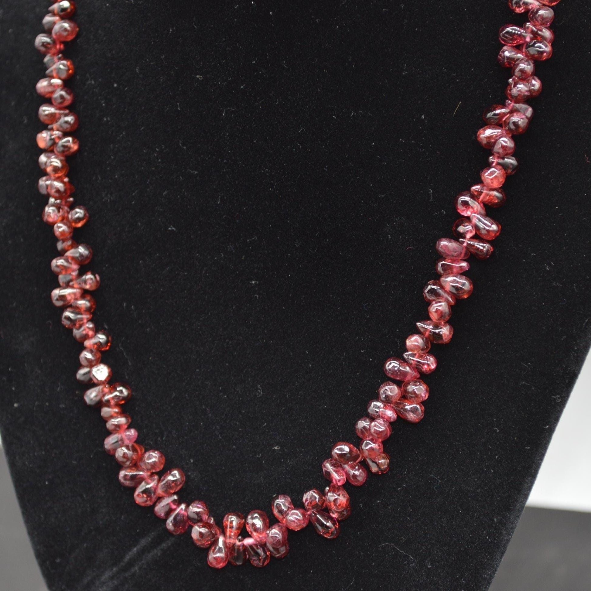 Red Garnet Beaded Necklace: Sterling Silver, January Birthstone, Red Gemstone Jewelry