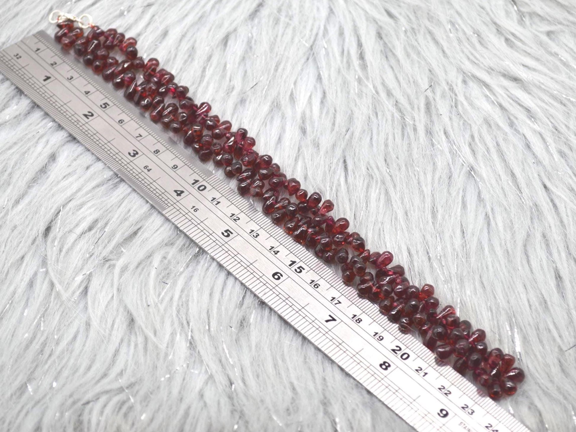 Red Garnet Beaded Necklace: Sterling Silver, January Birthstone, Red Gemstone Jewelry