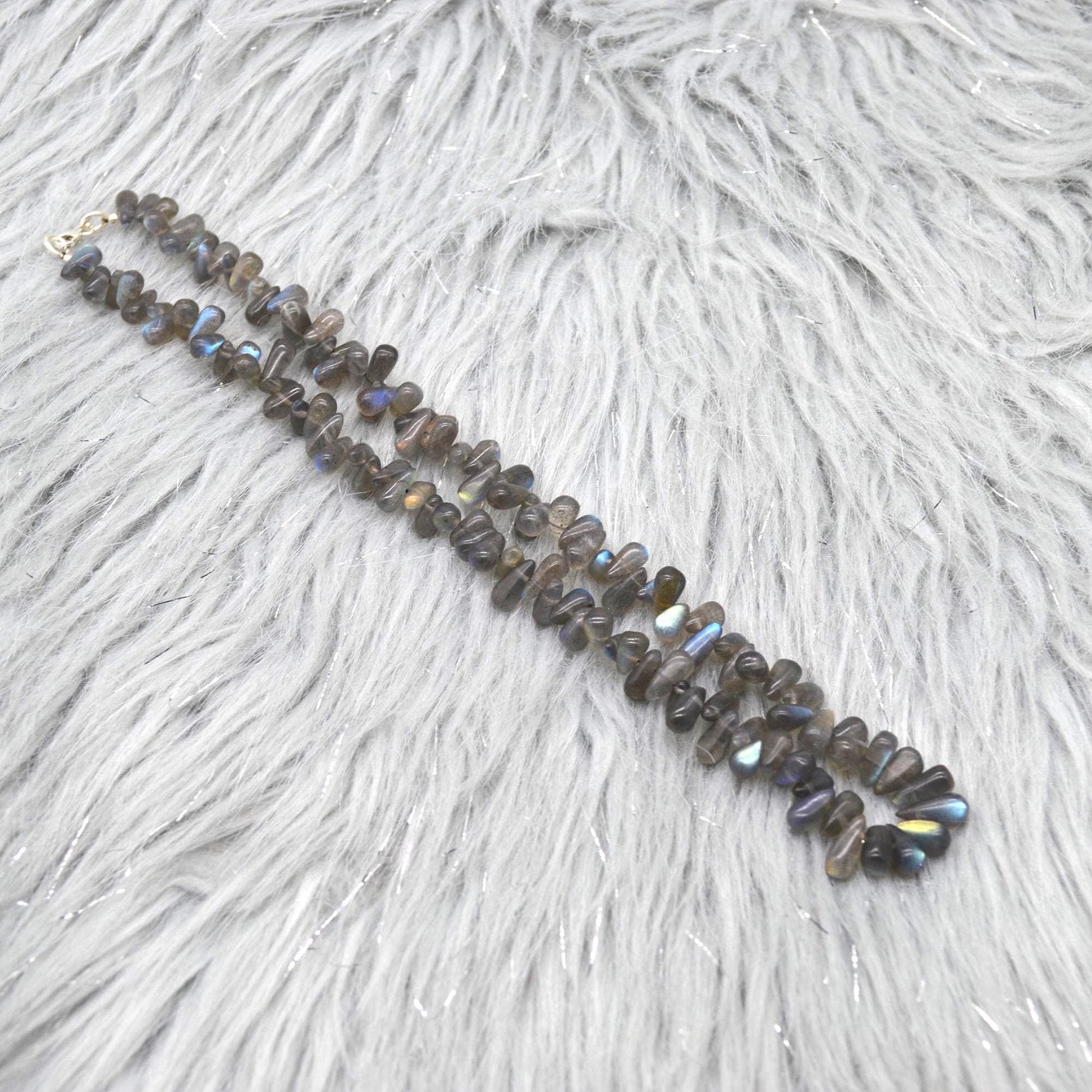 Labradorite Beaded Necklace: Sterling Silver, Blue Grey Gemstone Jewelry