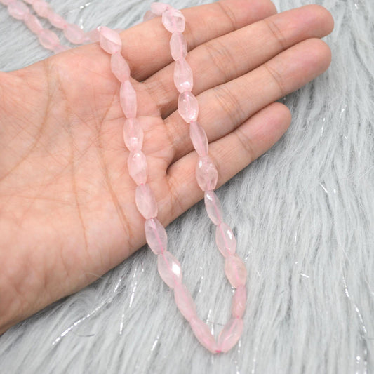 Rose Quartz Beaded Necklace: Pink Gemstone Jewelry, 18 Inches, Sterling Silver