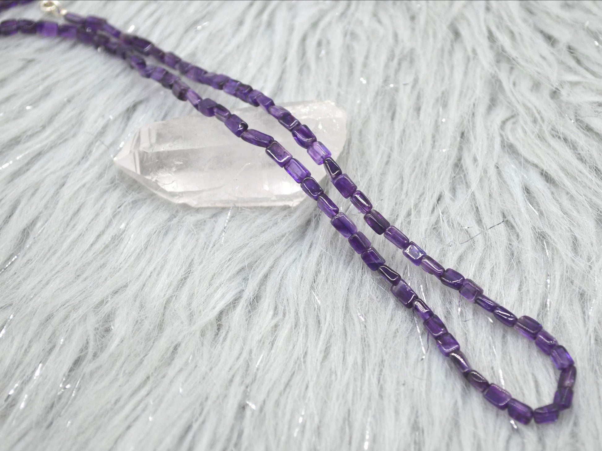 Amethyst Beaded Necklace: Sterling Silver, February Birthstone, Purple Gemstone Jewelry