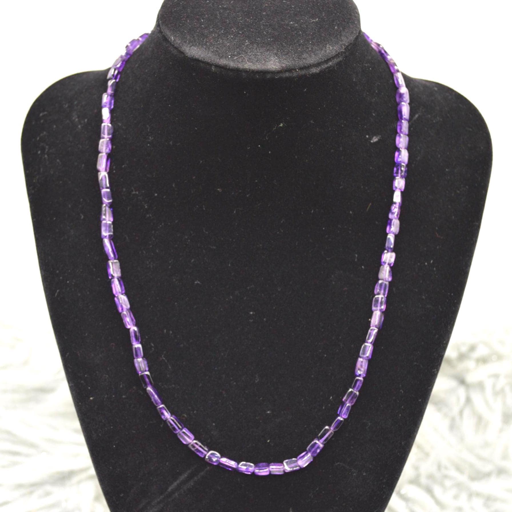 Amethyst Beaded Necklace: Sterling Silver, February Birthstone, Purple Gemstone Jewelry