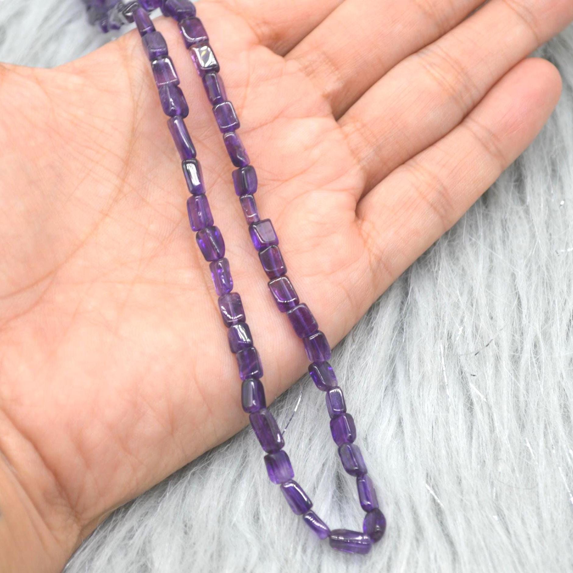 Amethyst Beaded Necklace: Sterling Silver, February Birthstone, Purple Gemstone Jewelry