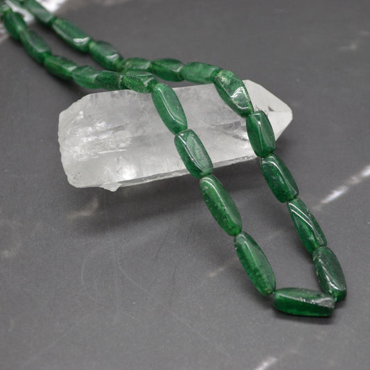 Green Aventurine Beaded Necklace: Sterling Silver, Mint Green Gemstone Jewelry, 18 Inches