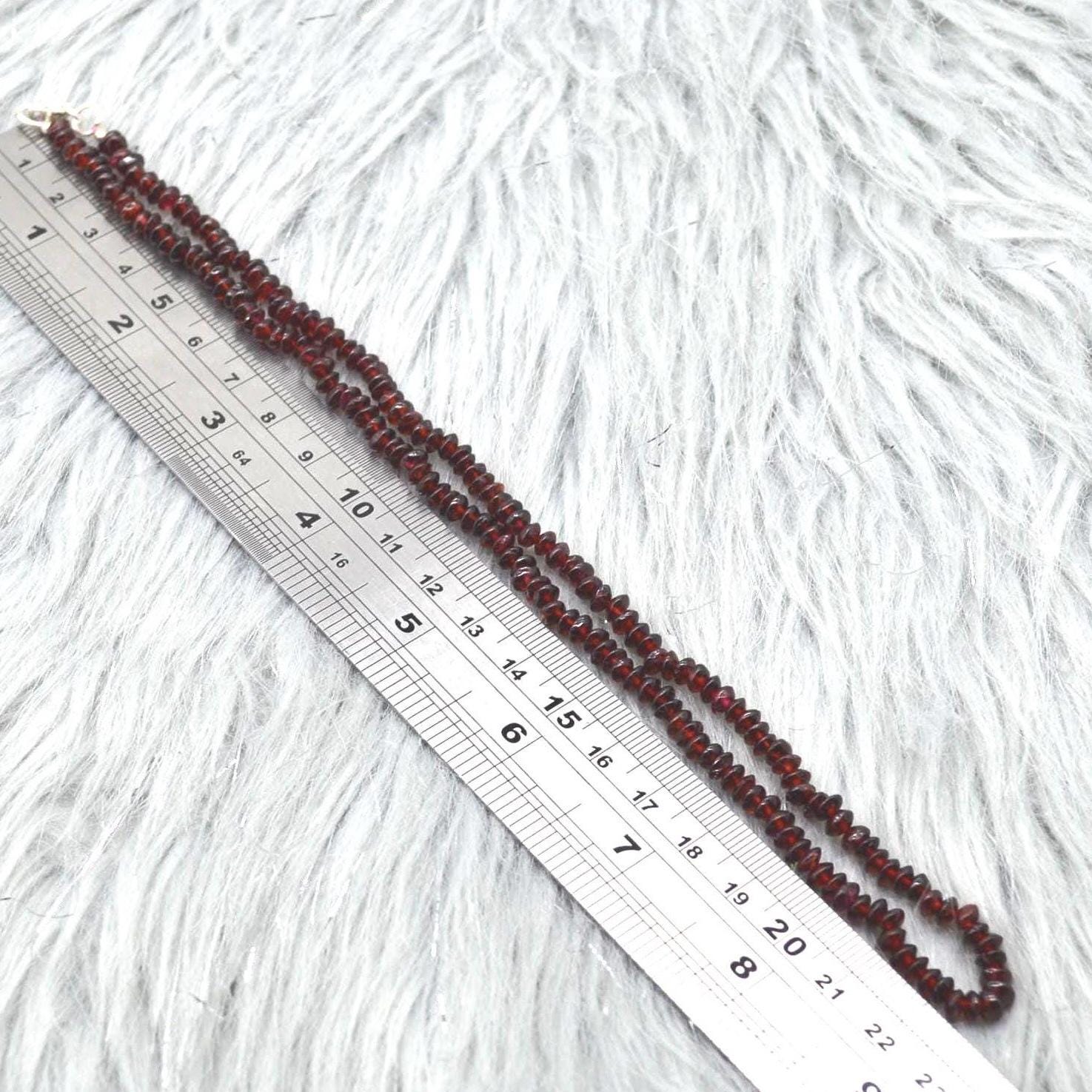 Red Garnet Beaded Necklace: Sterling Silver, January Birthstone, Gemstone Jewelry