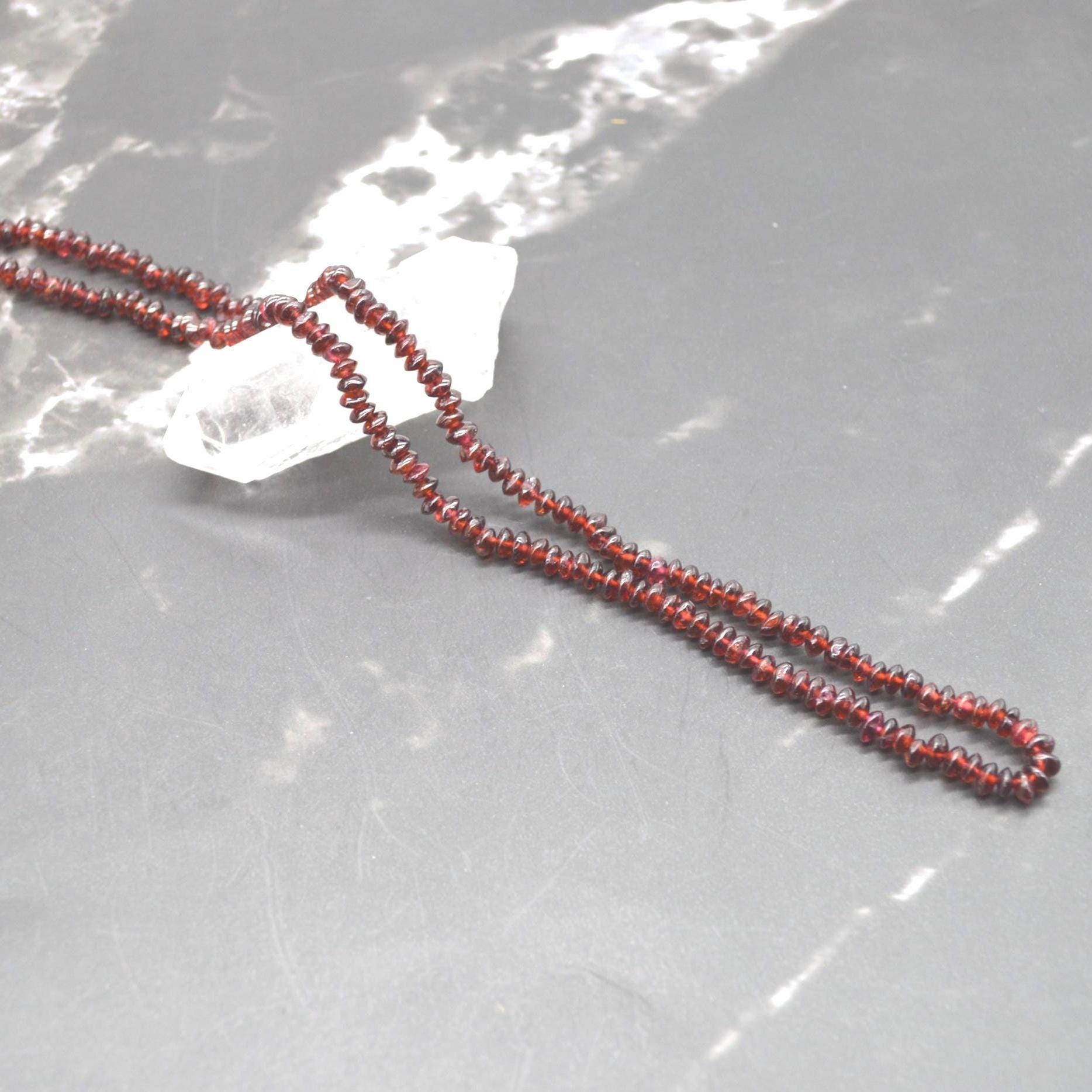 Red Garnet Beaded Necklace: Sterling Silver, January Birthstone, Gemstone Jewelry