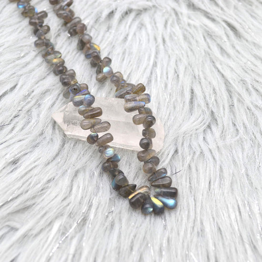 Labradorite Beaded Necklace: Sterling Silver, Blue Grey Gemstone Jewelry