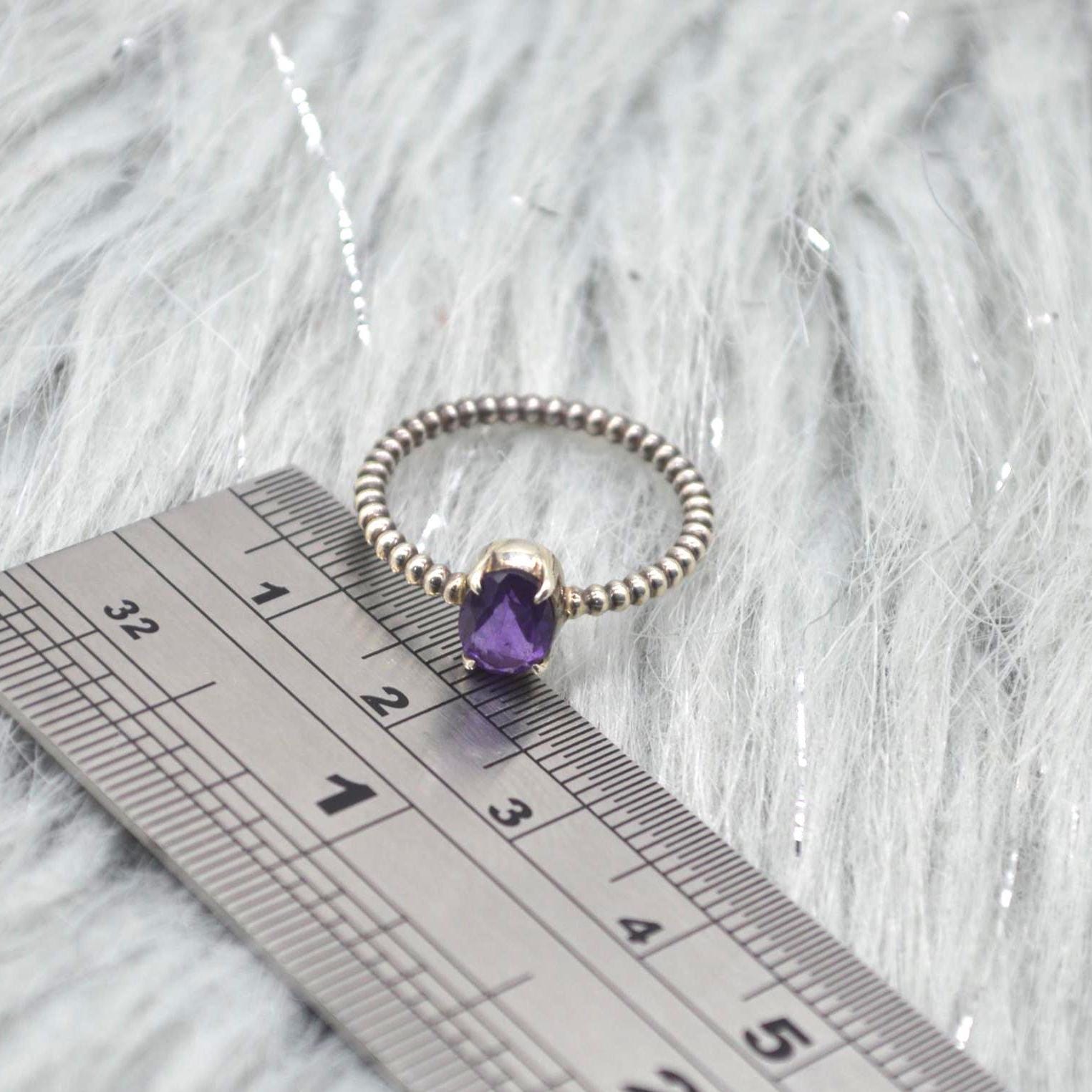 Amethyst Sterling Silver Ring: February Birthstone Jewelry, Purple Gemstone, Everyday Stacking Ring