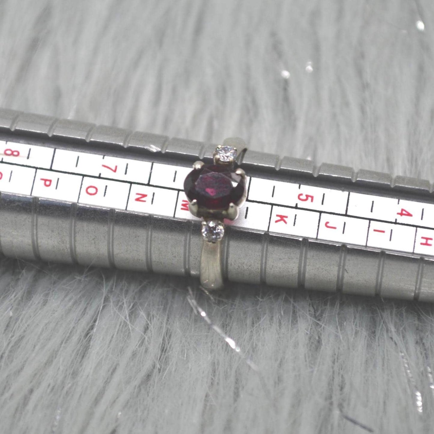 Red Garnet, CZ Sterling Silver Ring: January Birthstone, Handmade Stacking Ring, UK Size L