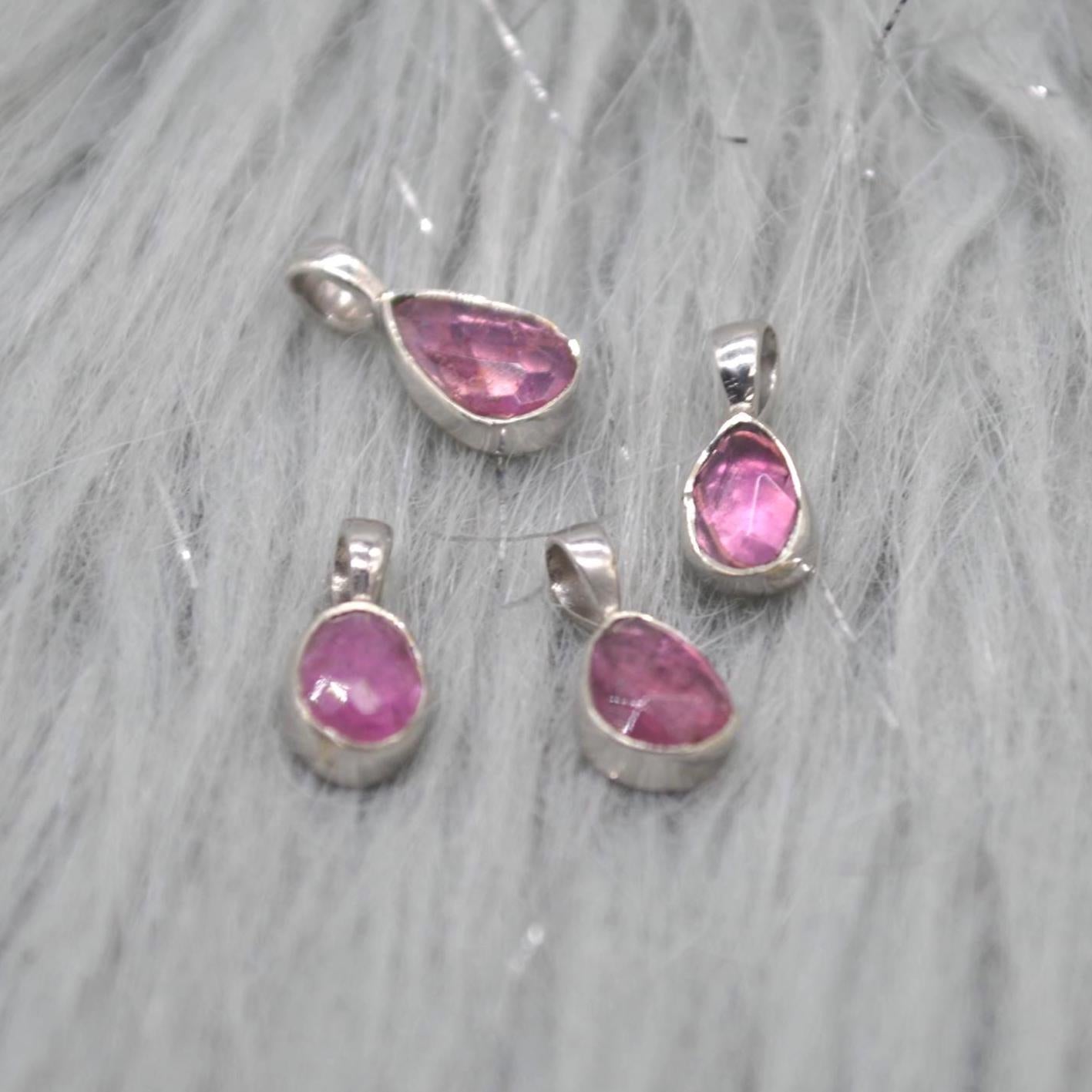 Pink Green Tourmaline Pendant: Sterling Silver, October Birthstone Necklace