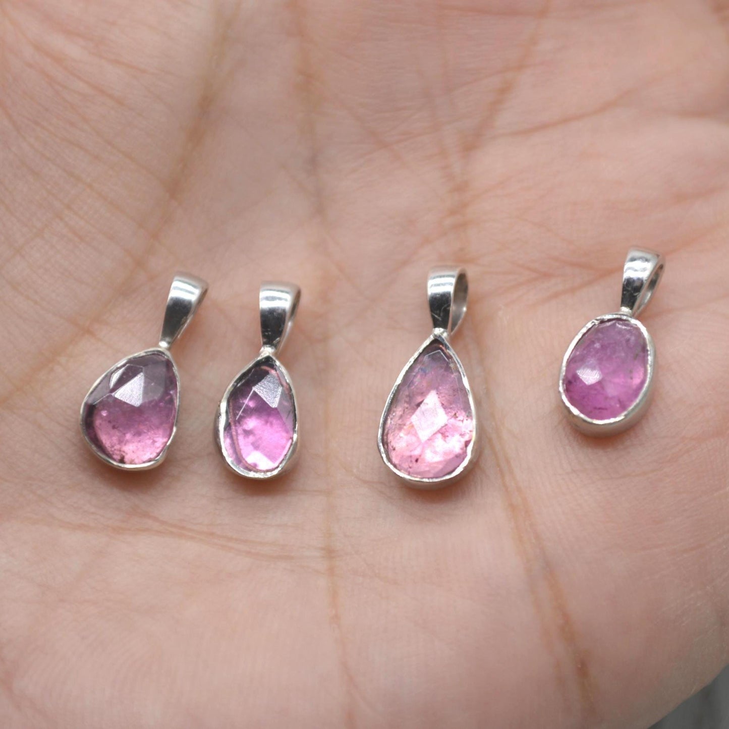 Pink Green Tourmaline Pendant: Sterling Silver, October Birthstone Necklace