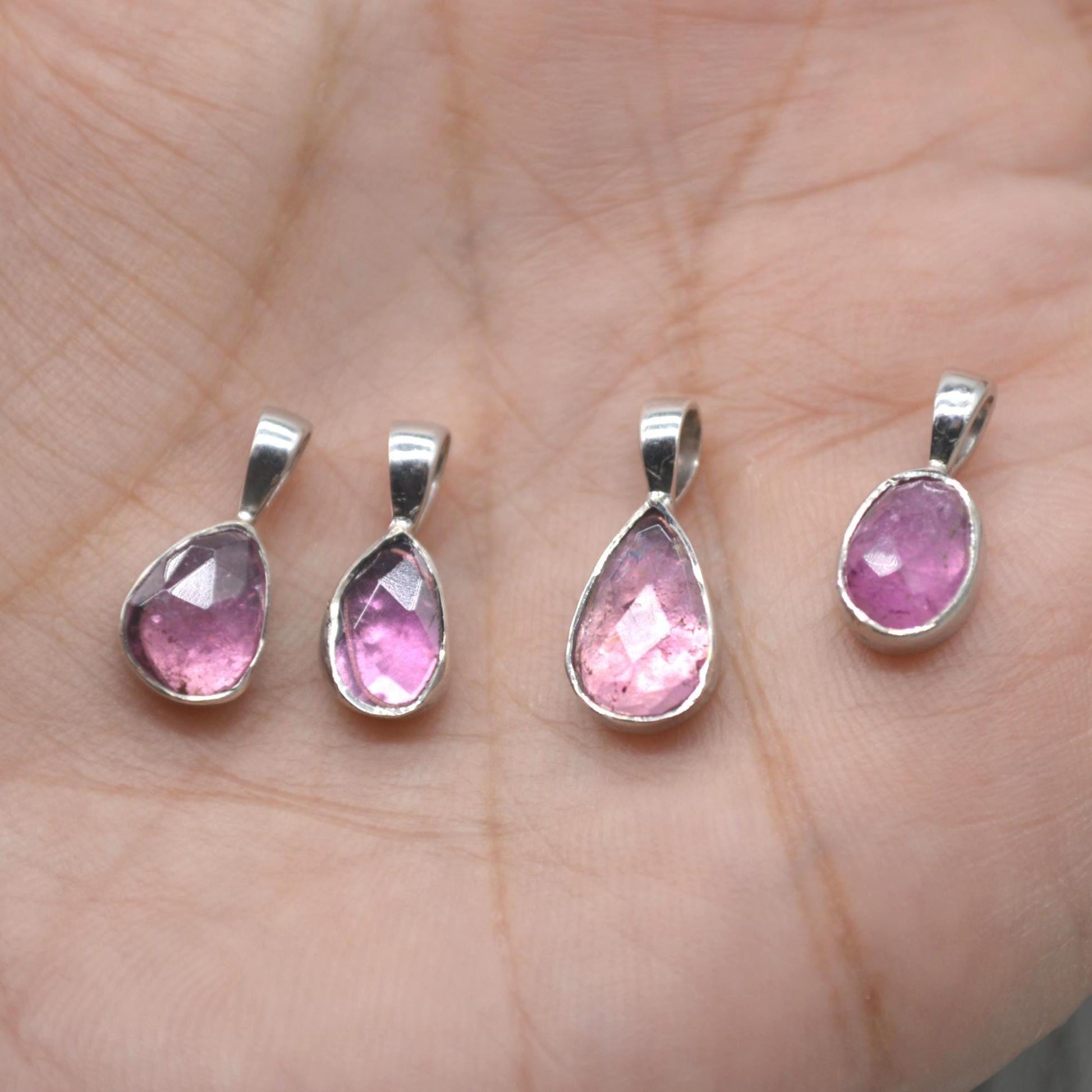 Pink Green Tourmaline Pendant: Sterling Silver, October Birthstone Necklace