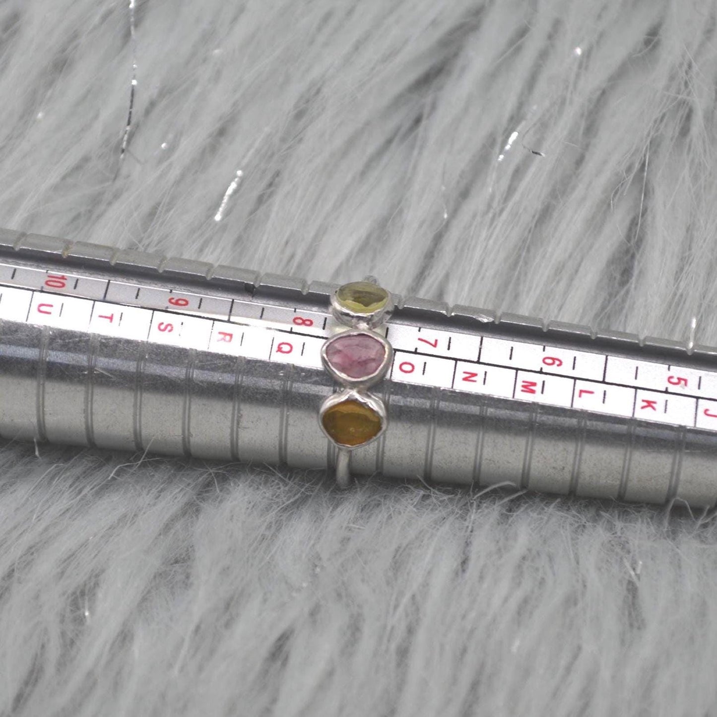 Green Pink Tourmaline Ring: Sterling Silver, October Birthstone, Tourmaline Jewelry, UK Size P