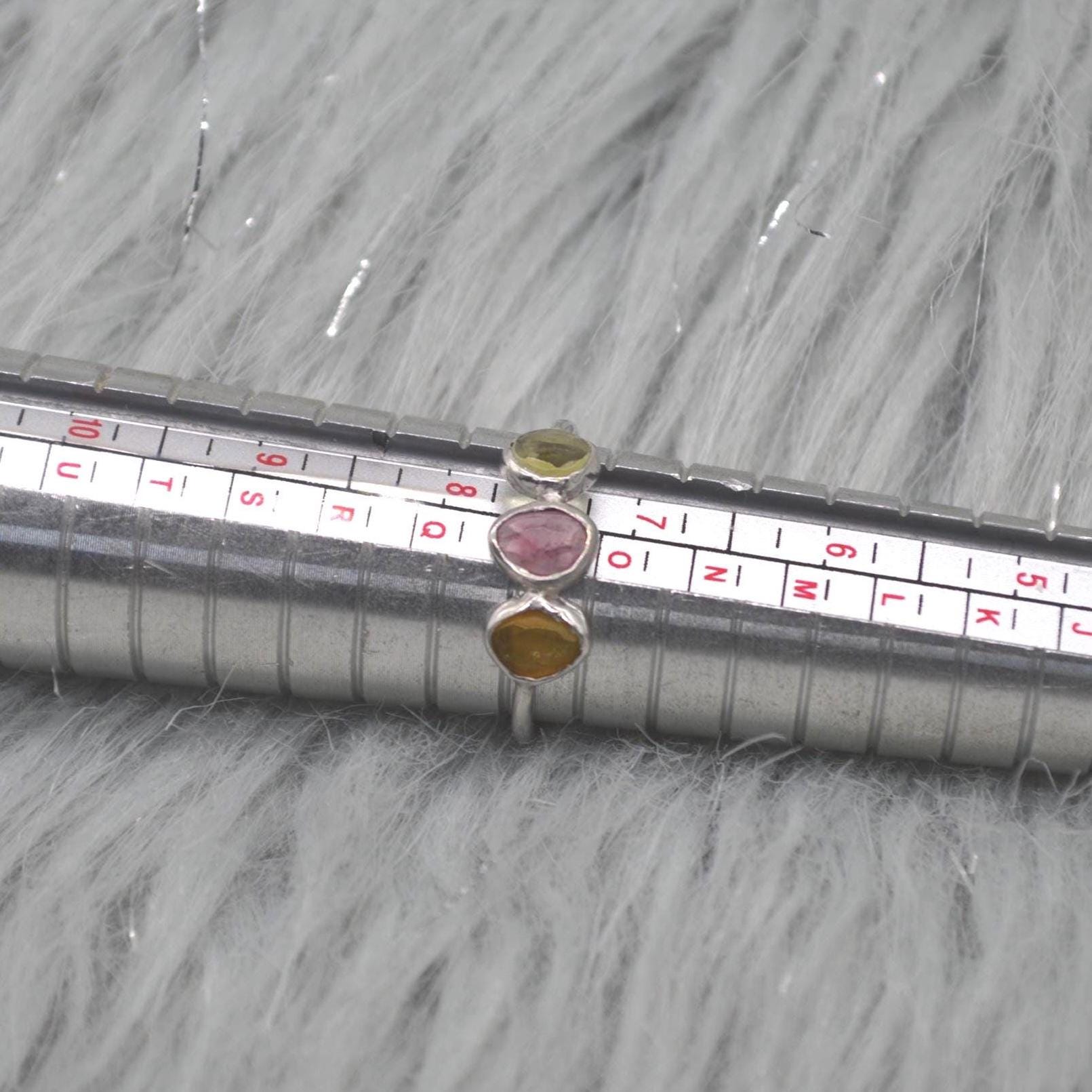 Green Pink Tourmaline Ring: Sterling Silver, October Birthstone, Tourmaline Jewelry, UK Size P