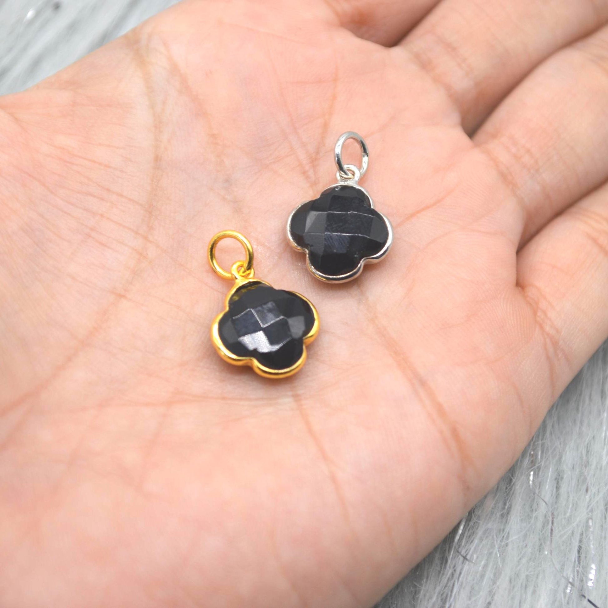 Black Onyx Pendant Necklace: Sterling Silver or Gold Plated