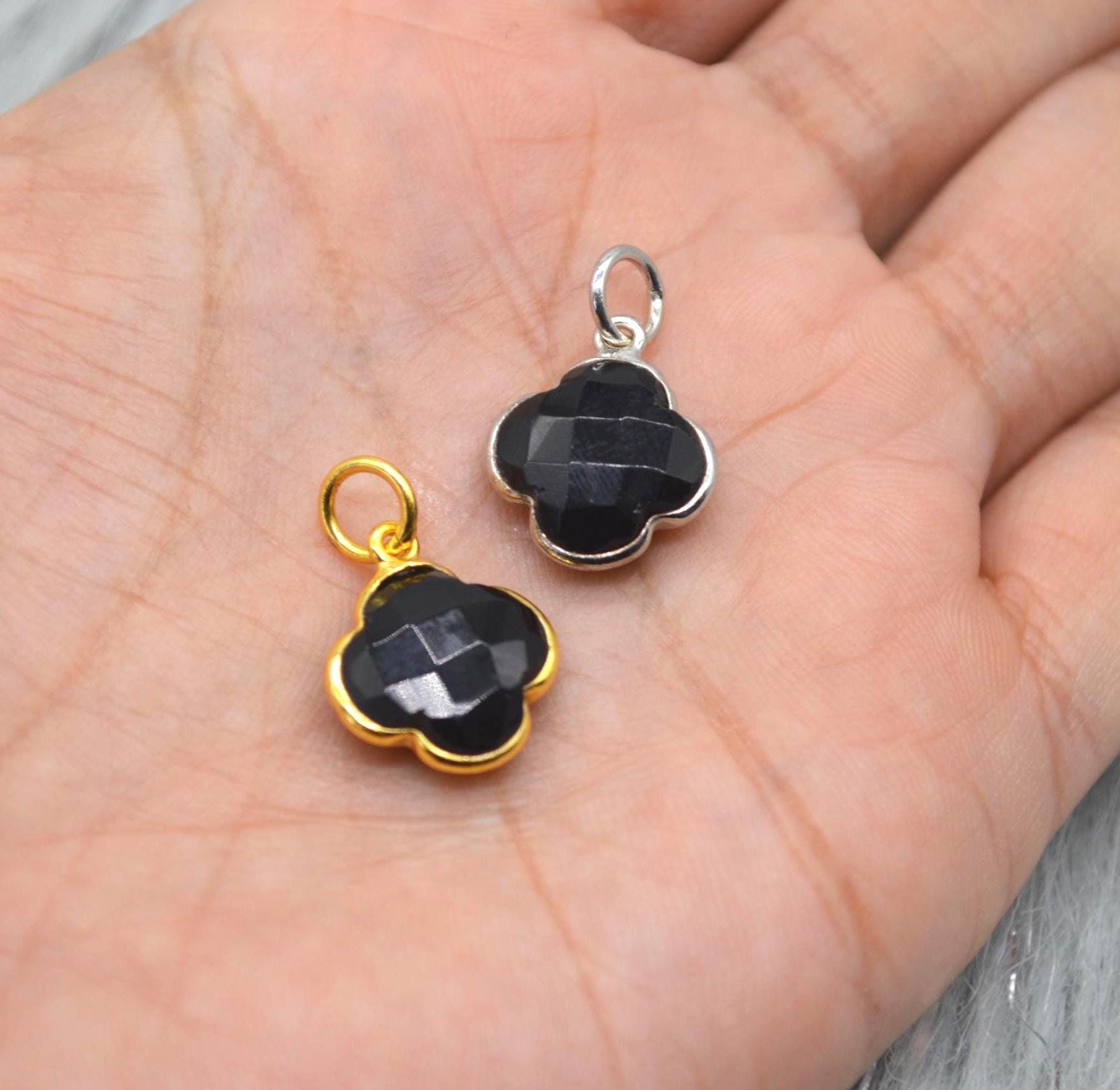 Black Onyx Pendant Necklace: Sterling Silver or Gold Plated