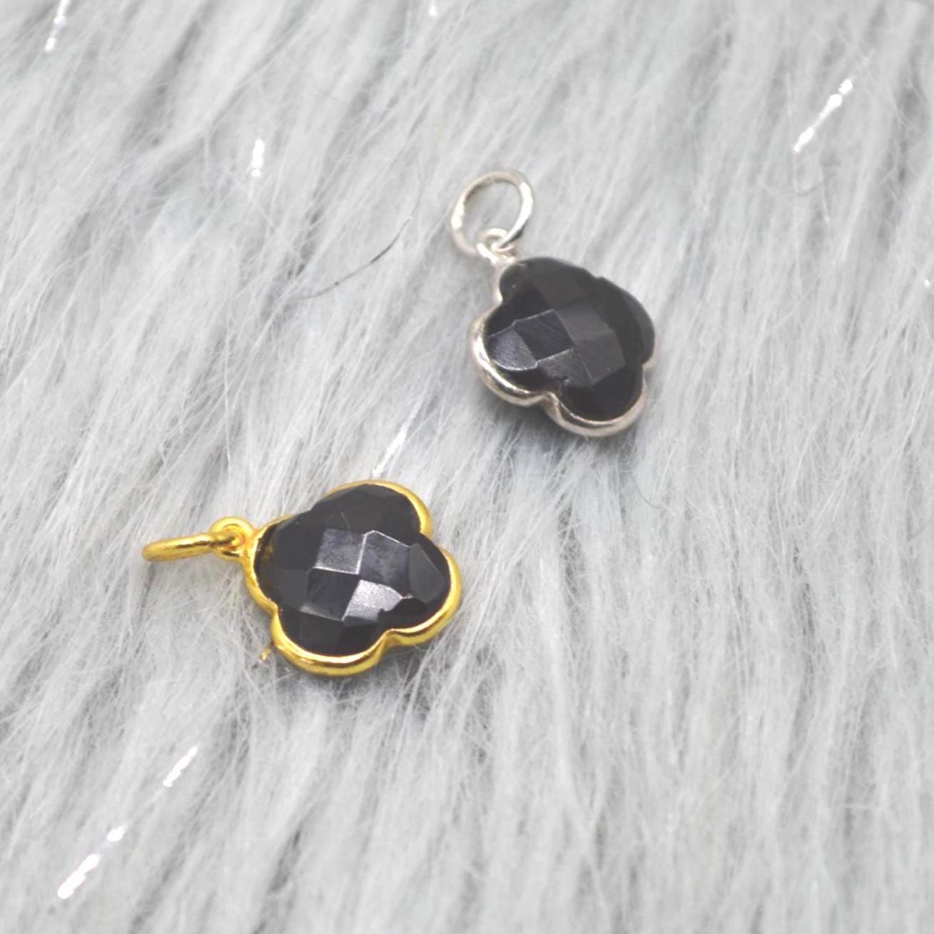 Black Onyx Pendant Necklace: Sterling Silver or Gold Plated