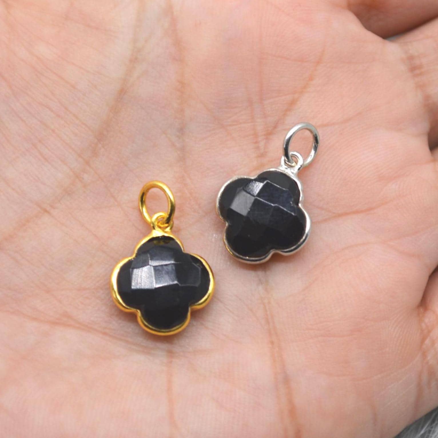 Black Onyx Pendant Necklace: Sterling Silver or Gold Plated