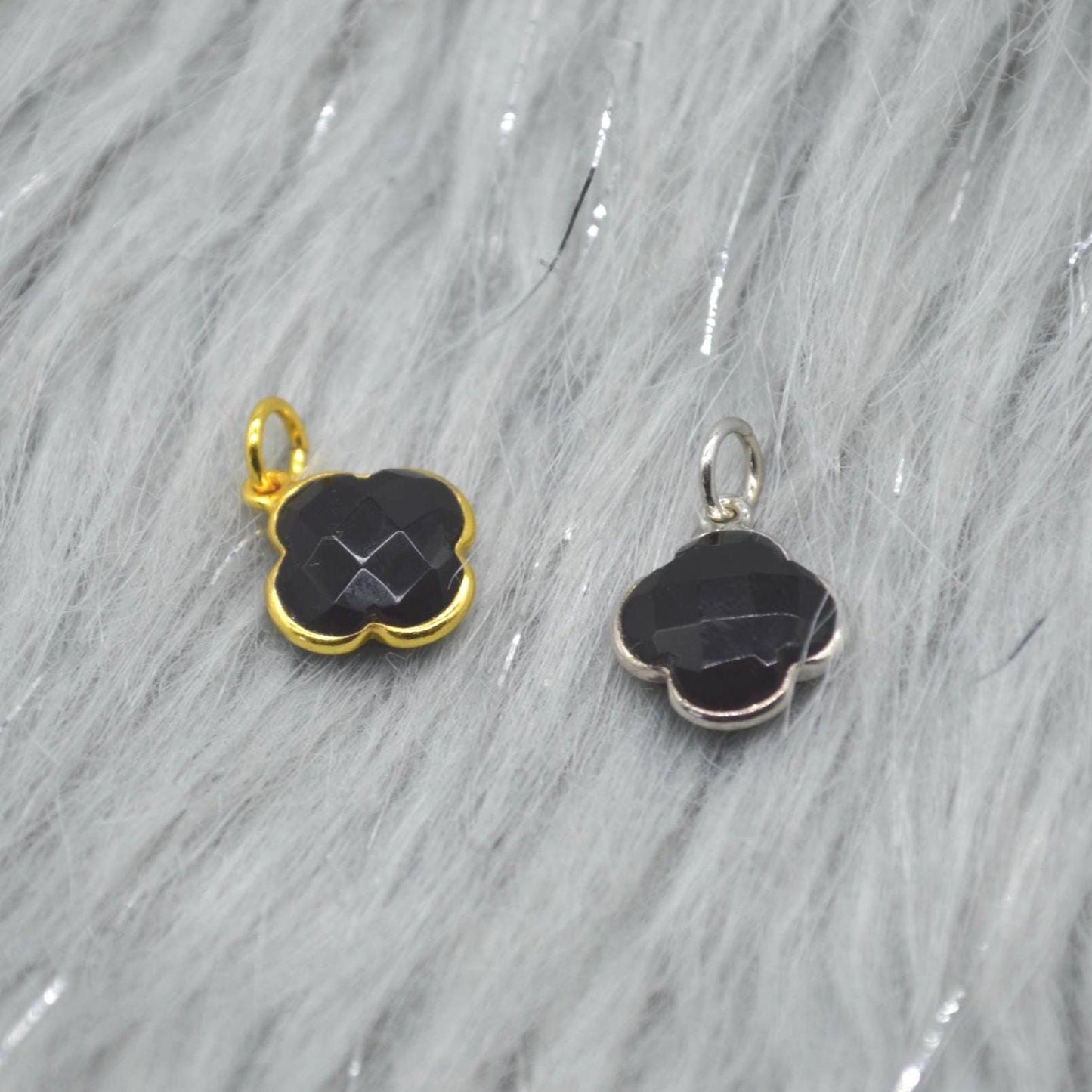 Black Onyx Pendant Necklace: Sterling Silver or Gold Plated