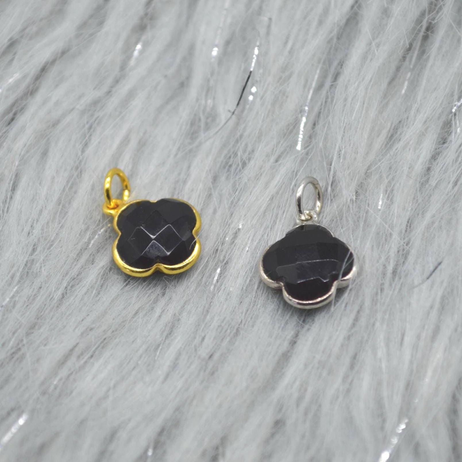 Black Onyx Pendant Necklace: Sterling Silver or Gold Plated