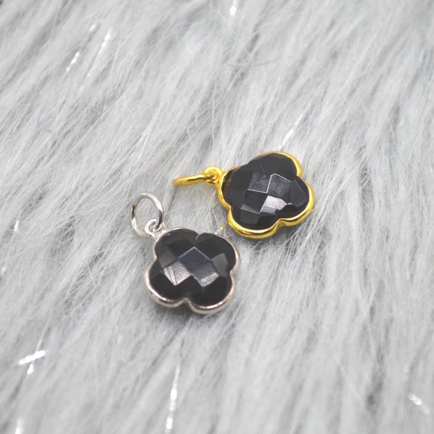 Black Onyx Pendant Necklace: Sterling Silver or Gold Plated