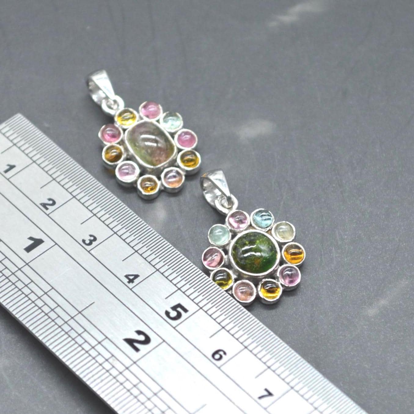 Green Pink Tourmaline Pendant Necklace: Sterling Silver Chain, October Birthstone