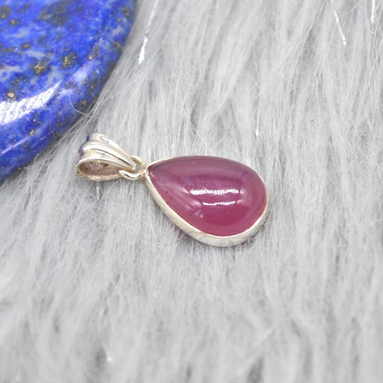 Ruby Sterling Silver Pendant: Chain Necklace, July Birthstone, Red Gemstone