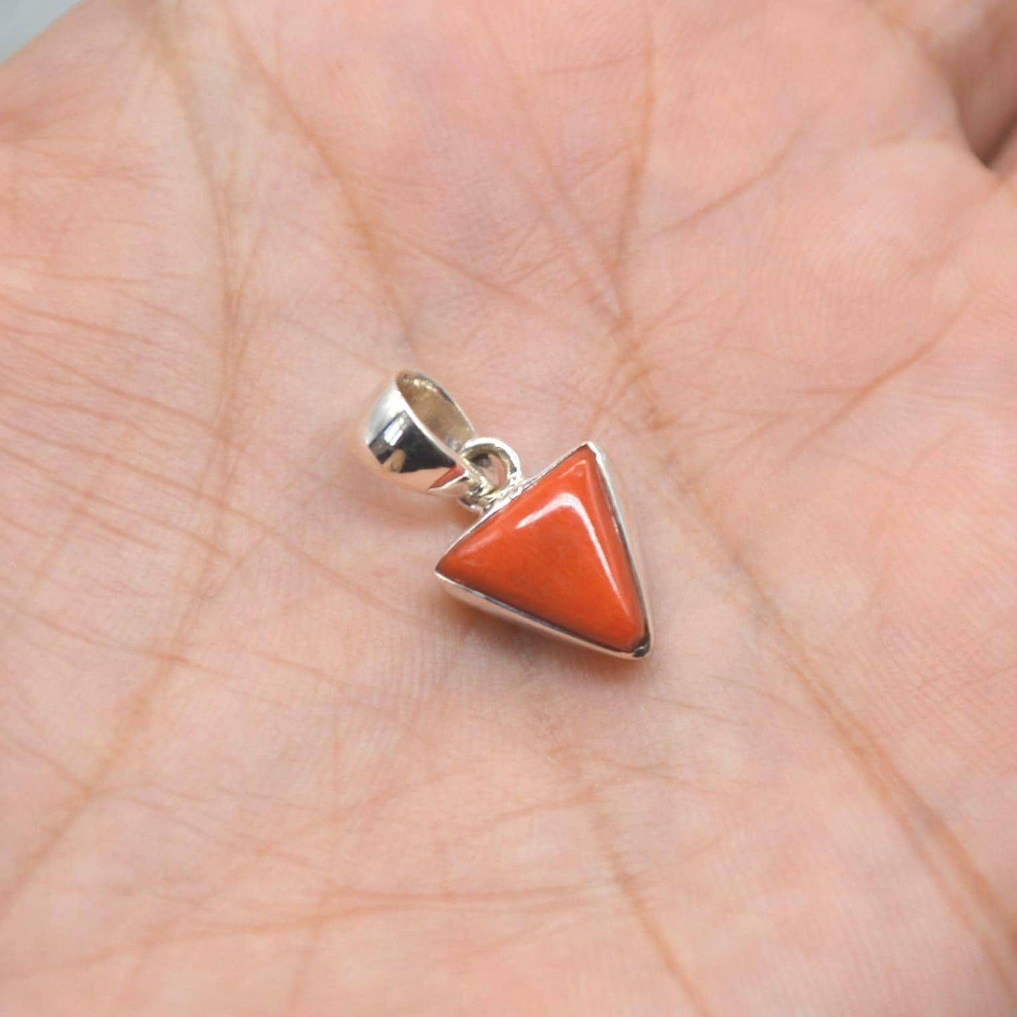 Red Coral Silver Pendant Necklace: Dainty Gemstone Jewelry