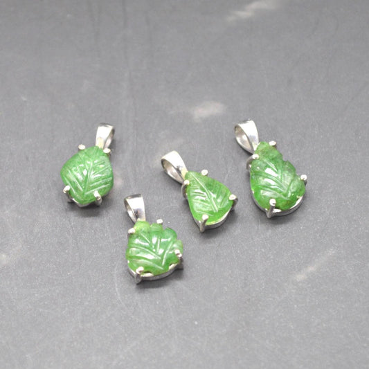 Tsavorite Green Garnet Pendant Necklace, Sterling Silver Chain