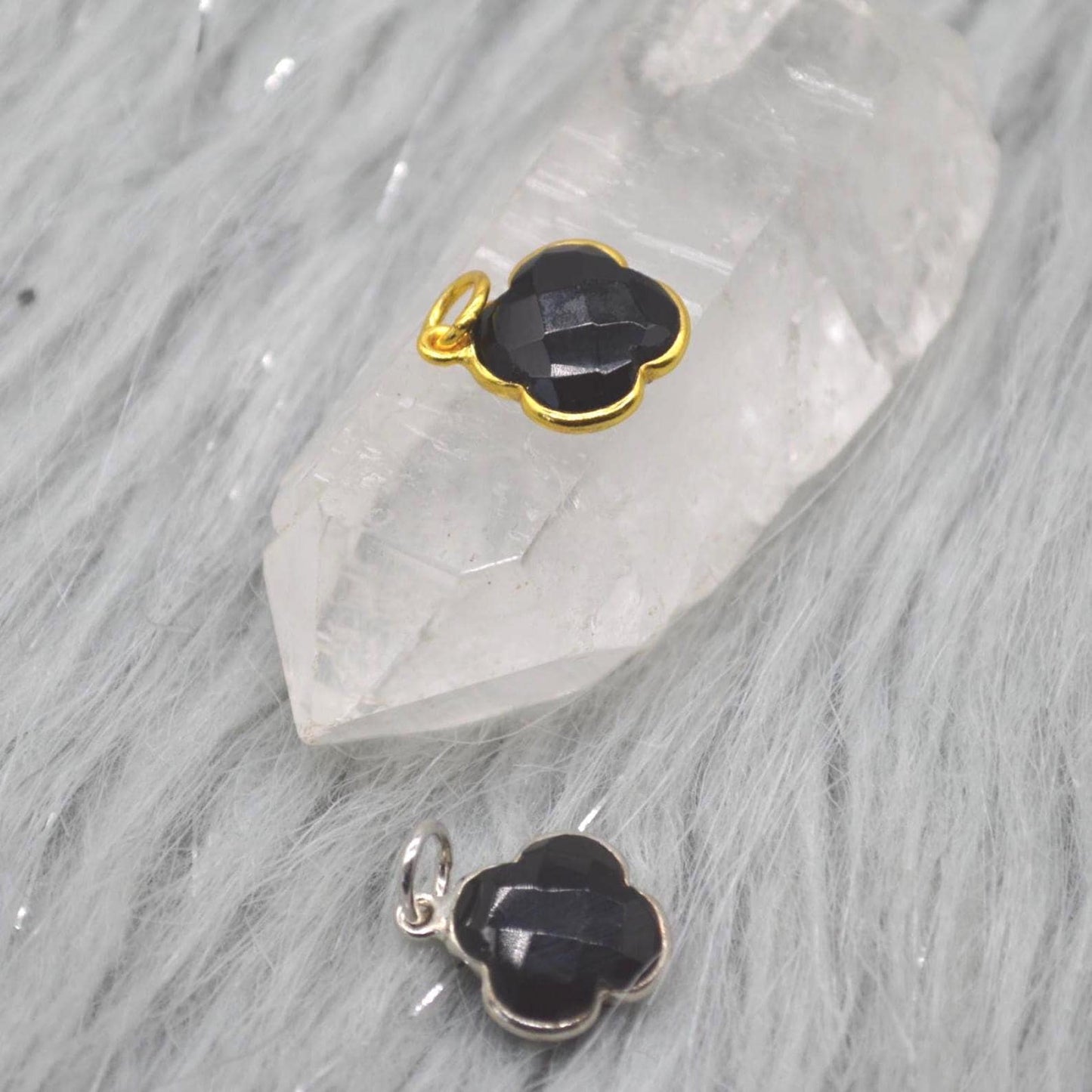 Black Onyx Pendant Necklace: Sterling Silver or Gold Plated
